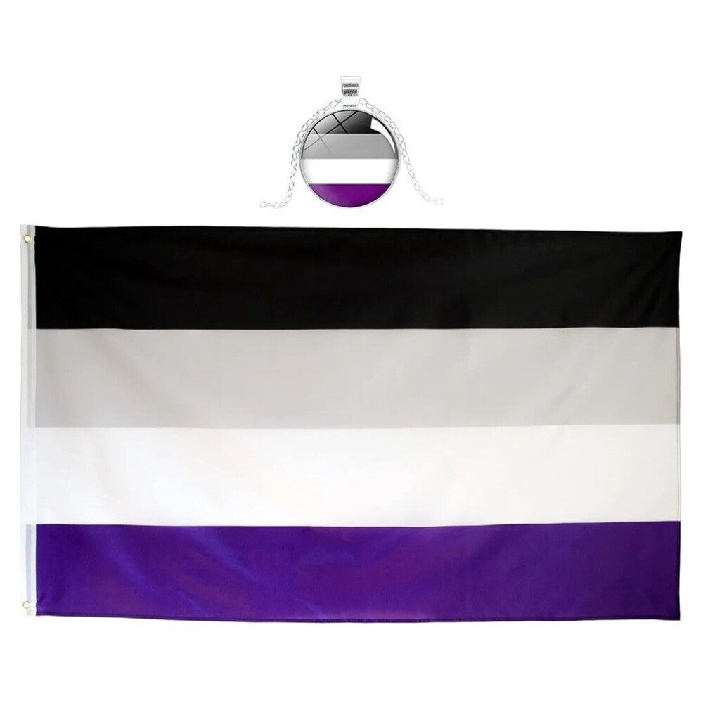 Flag Asexual Pride New 3x5ft LGBT Free Necklace Included